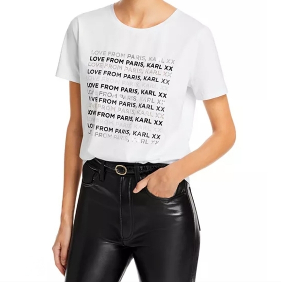 Karl Lagerfeld Love From Paris Graphic Tee - Picture 1 of 11